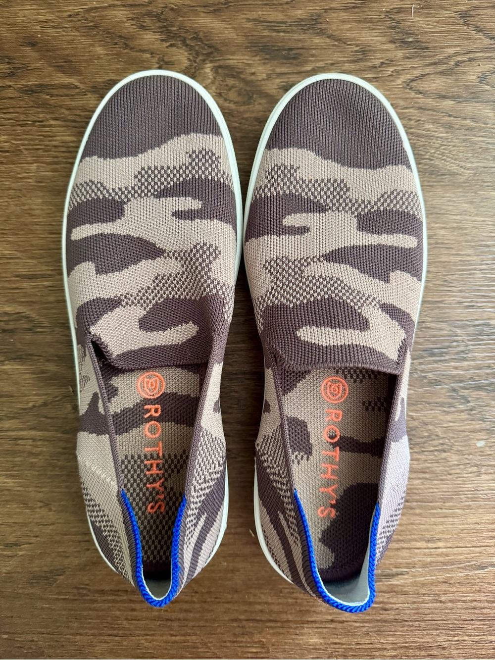 Rothy's women’s Camo Slip-On Sneakers in Brown